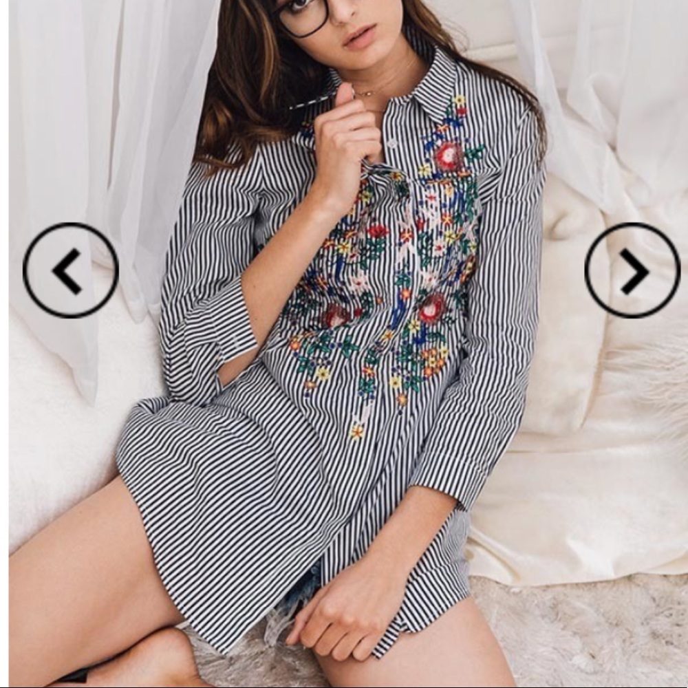 Striped Embroidered Blouse